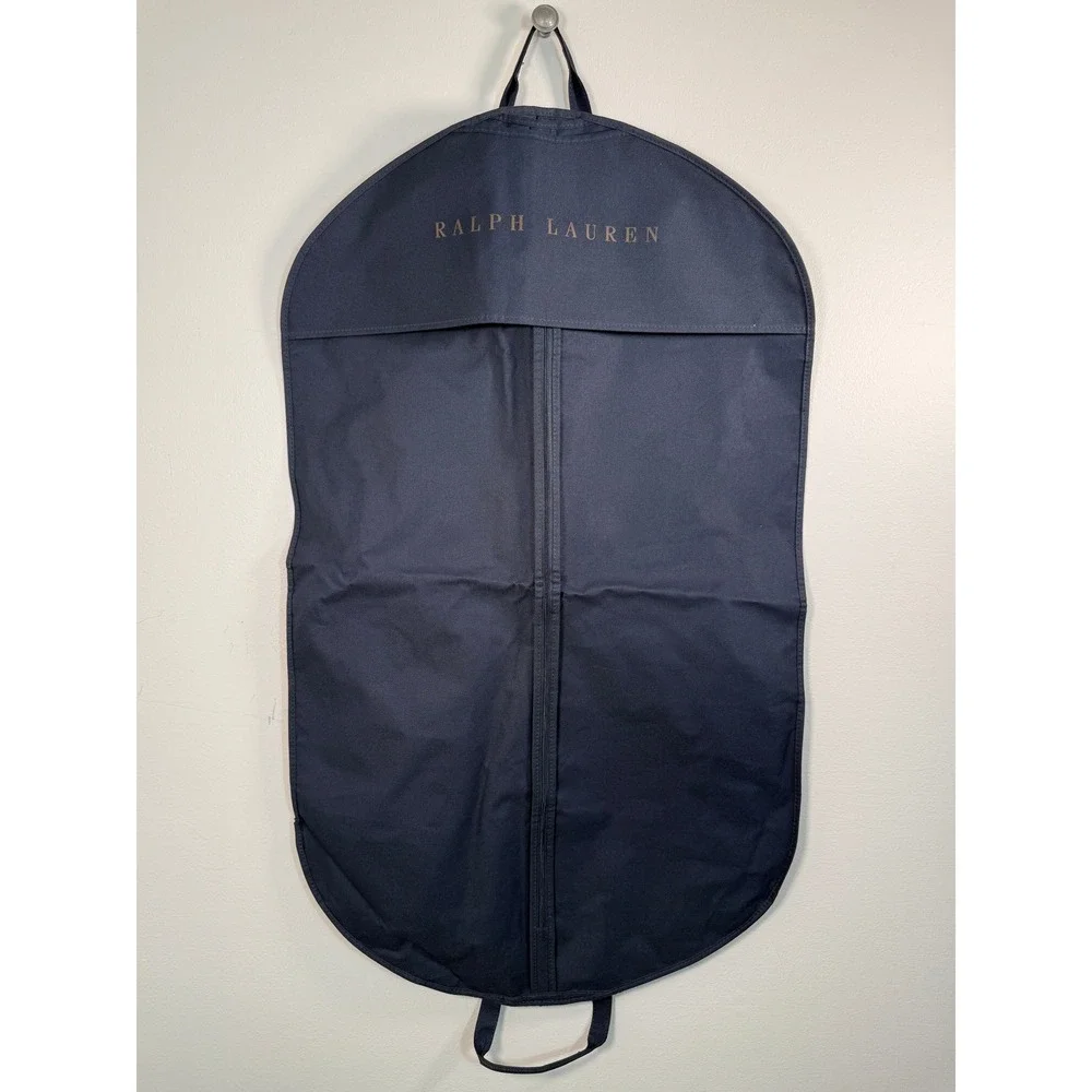 Ralph Lauren Navy Blue Garment Bags Set of 2 Travel Suit Covers Gold Logo 38x24